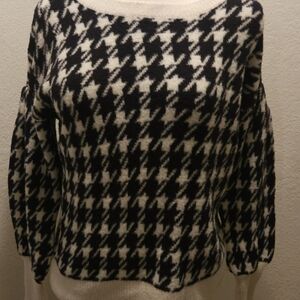 Ann Taylor Loft Black and White Houndstooth Sweater